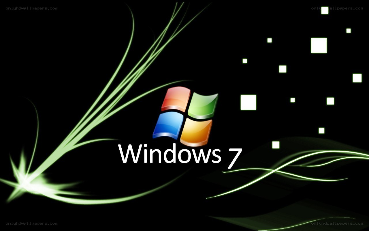 Windows 7 logo with green light effects