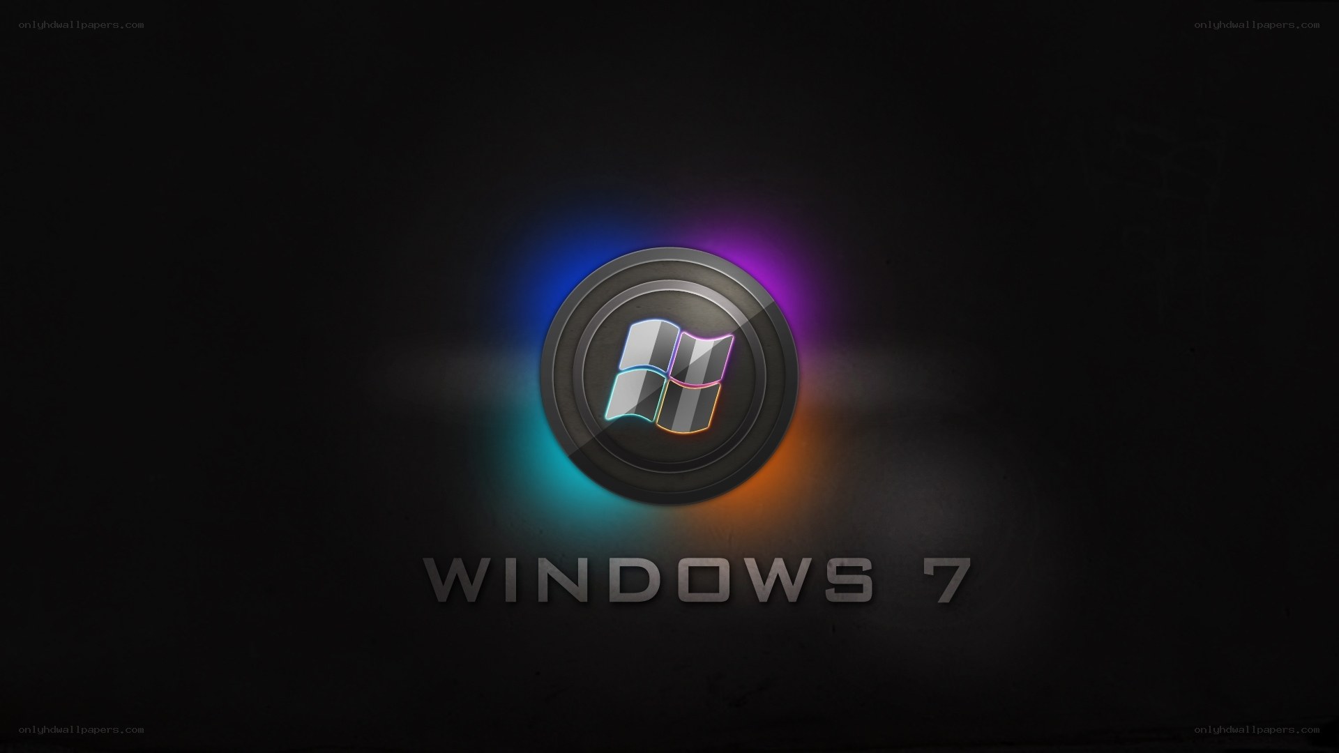 Windows 7 logo with neon lights