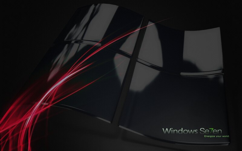 Windows 7 logo with red light streaks