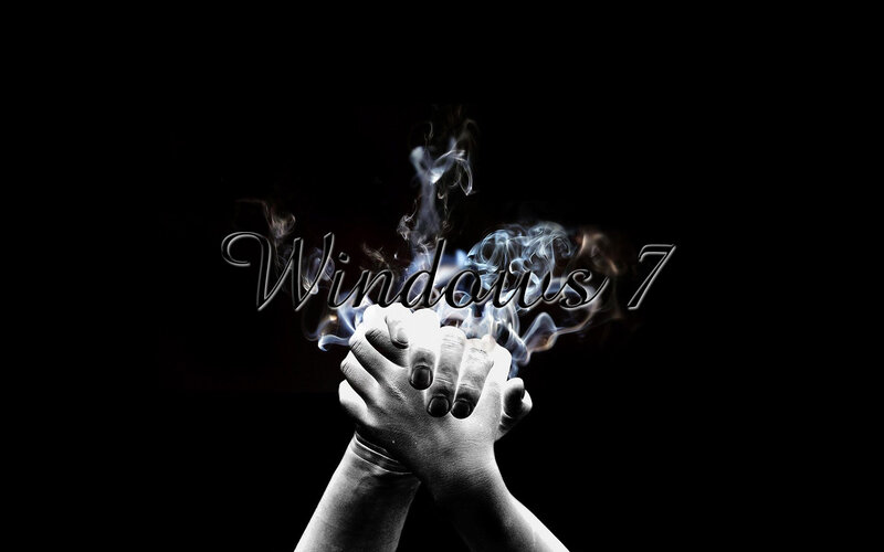 Windows 7 logo with smoke