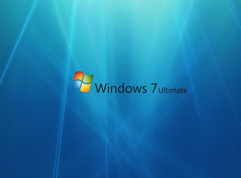 Windows 7 Ultimate Logo — Blue, Serene, Digital Art, Text, Green
