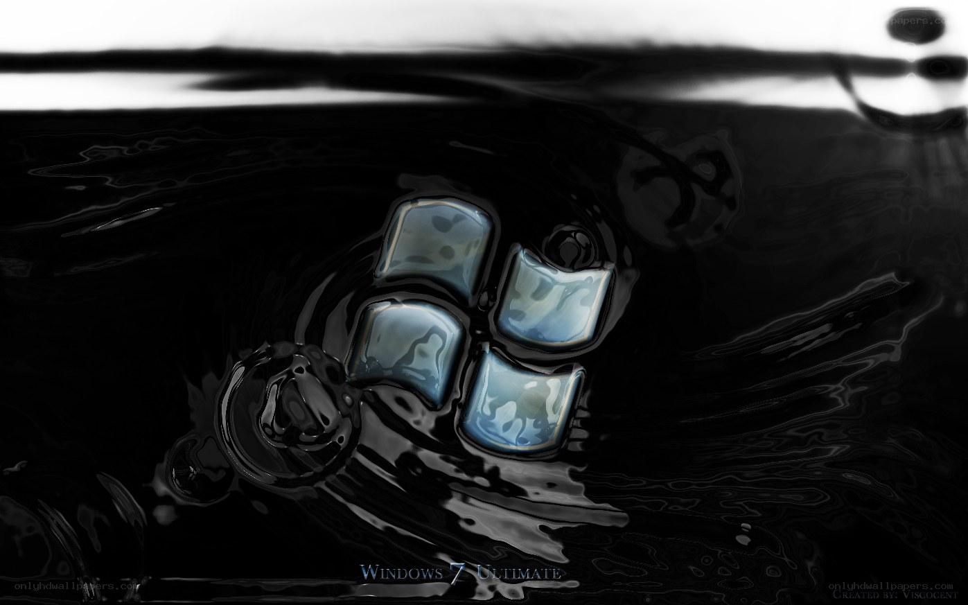 Windows 7 Ultimate logo in water