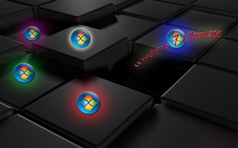 Windows 7 Ultimate logo on keyboard