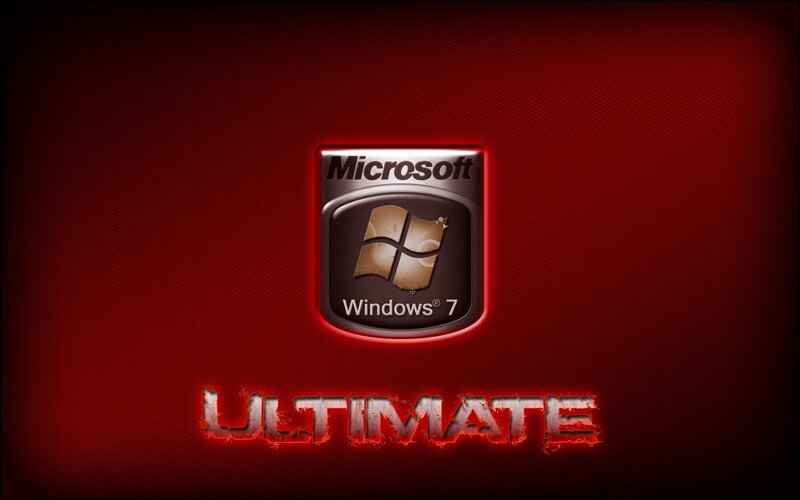 Windows 7 Ultimate Logo — Red, Dramatic, Digital Art, Text, Black