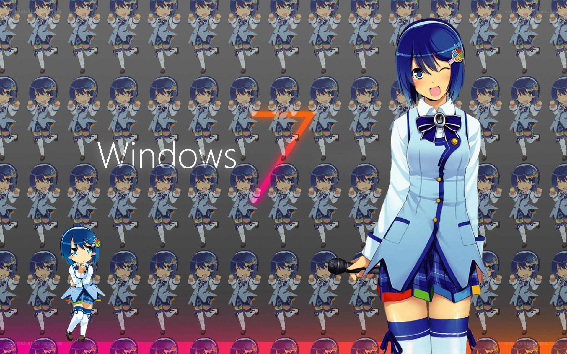 Windows 7 with anime character