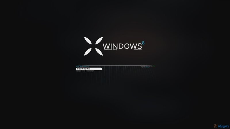 Windows 8 Login Screen — Black, Minimalist