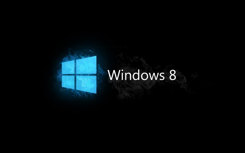 Windows 8 Logo — Black, Dramatic, Digital Art, Blue Flame, Smoke, Blue