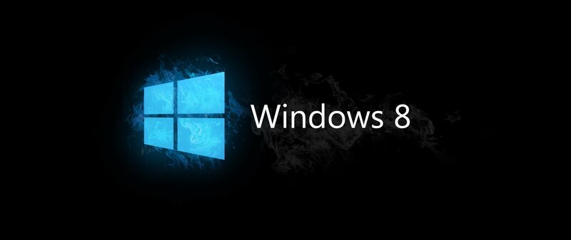 Windows 8 Logo — Black, Dramatic, Digital Art, Blue Flame, Smoke
