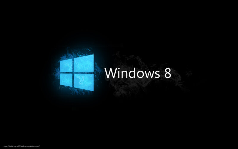 Windows 8 Logo — Black, Dramatic, Digital Art, Blue Flame