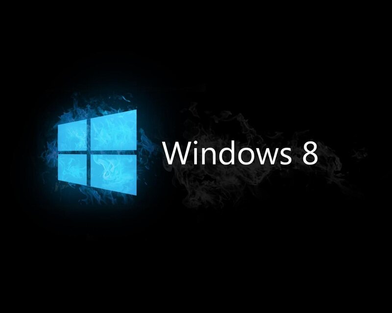 Windows 8 Logo — Black, Dramatic, Digital Art, Blue Glow, Smoke