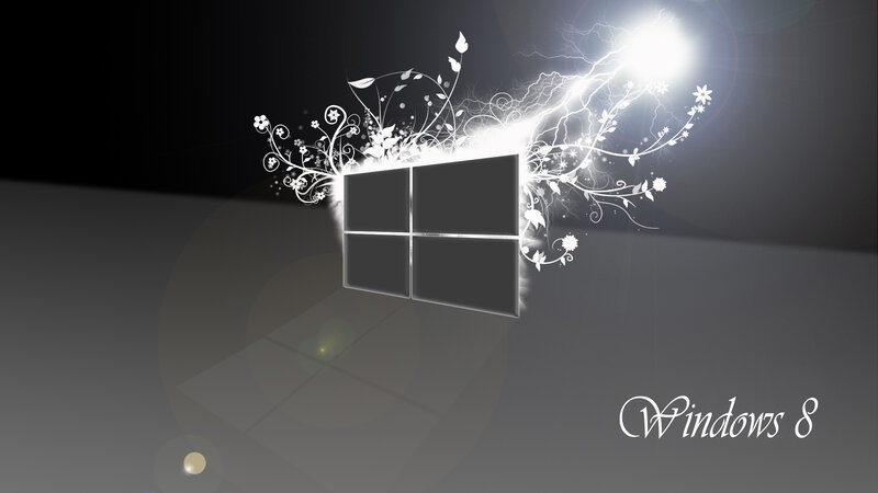Windows 8 Logo — Black, Dramatic, Digital Art, Flowers
