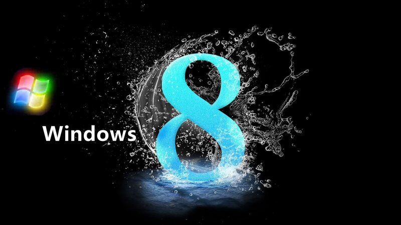 Windows 8 Logo — Black, Dramatic, Digital Art, Water Splash