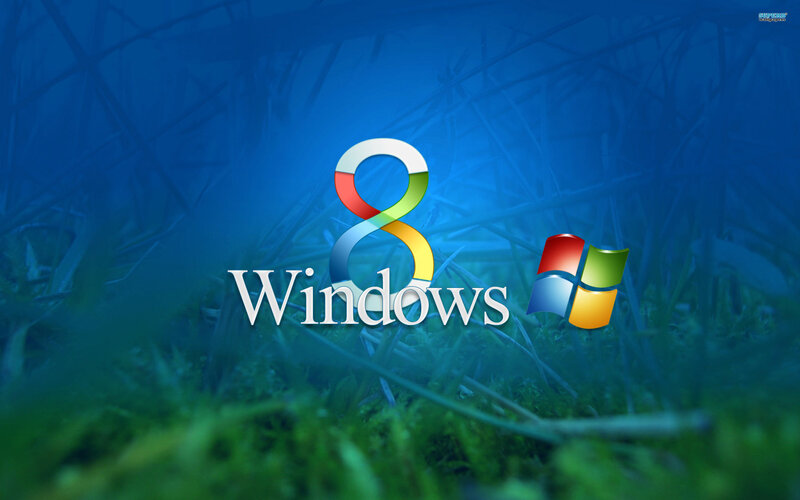 Windows 8 Logo — Blue, Calm, Digital Art, Grass