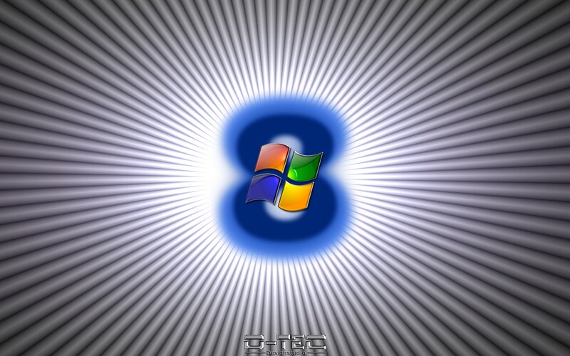 Windows 8 Logo — Blue, Dramatic, Digital Art, Number 8