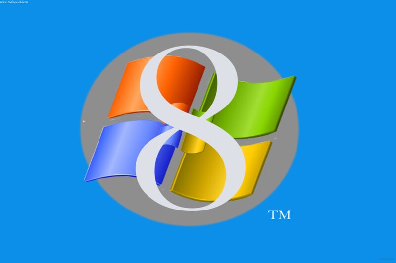 Windows 8 Logo — Blue, Neutral, Digital Art, Number 8
