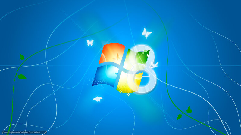 Windows 8 Logo — Blue, Serene, Digital Art, Butterflies