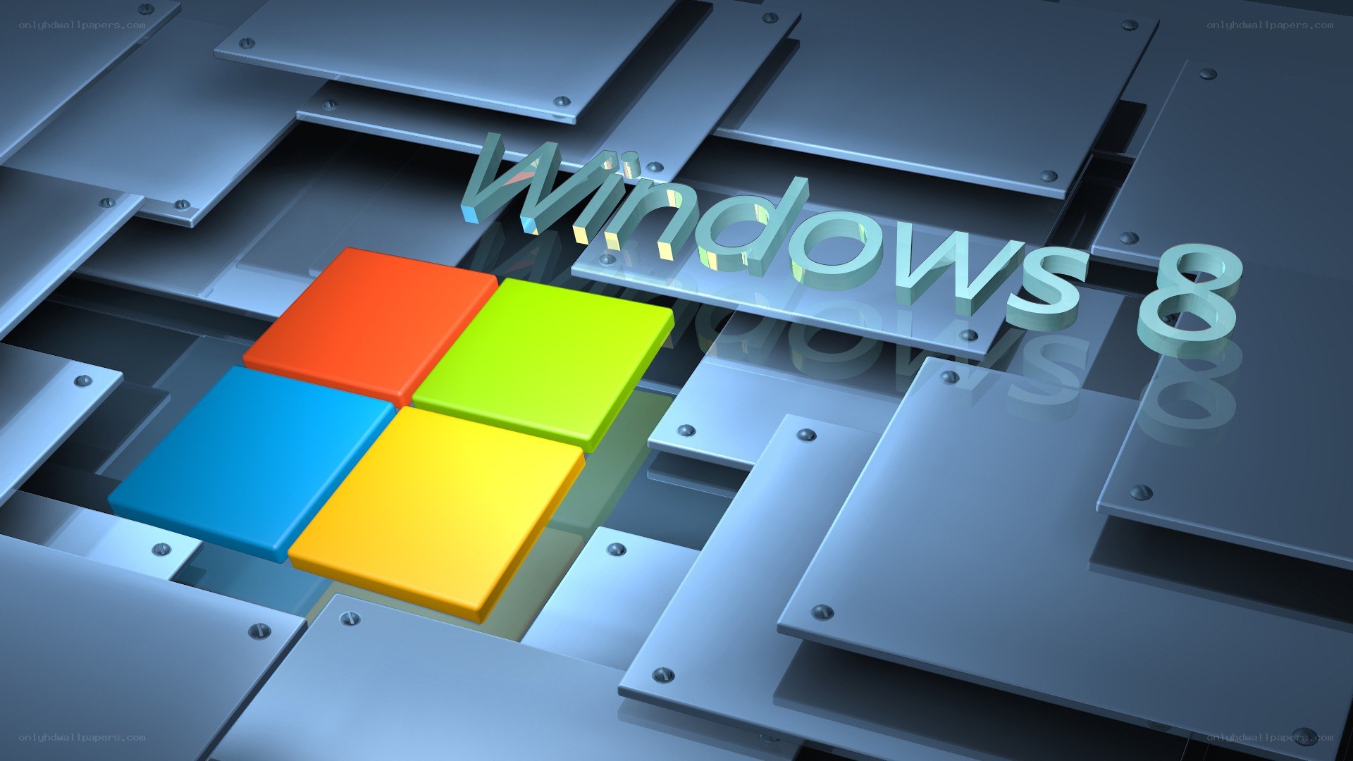 Windows 8 logo on metal plates
