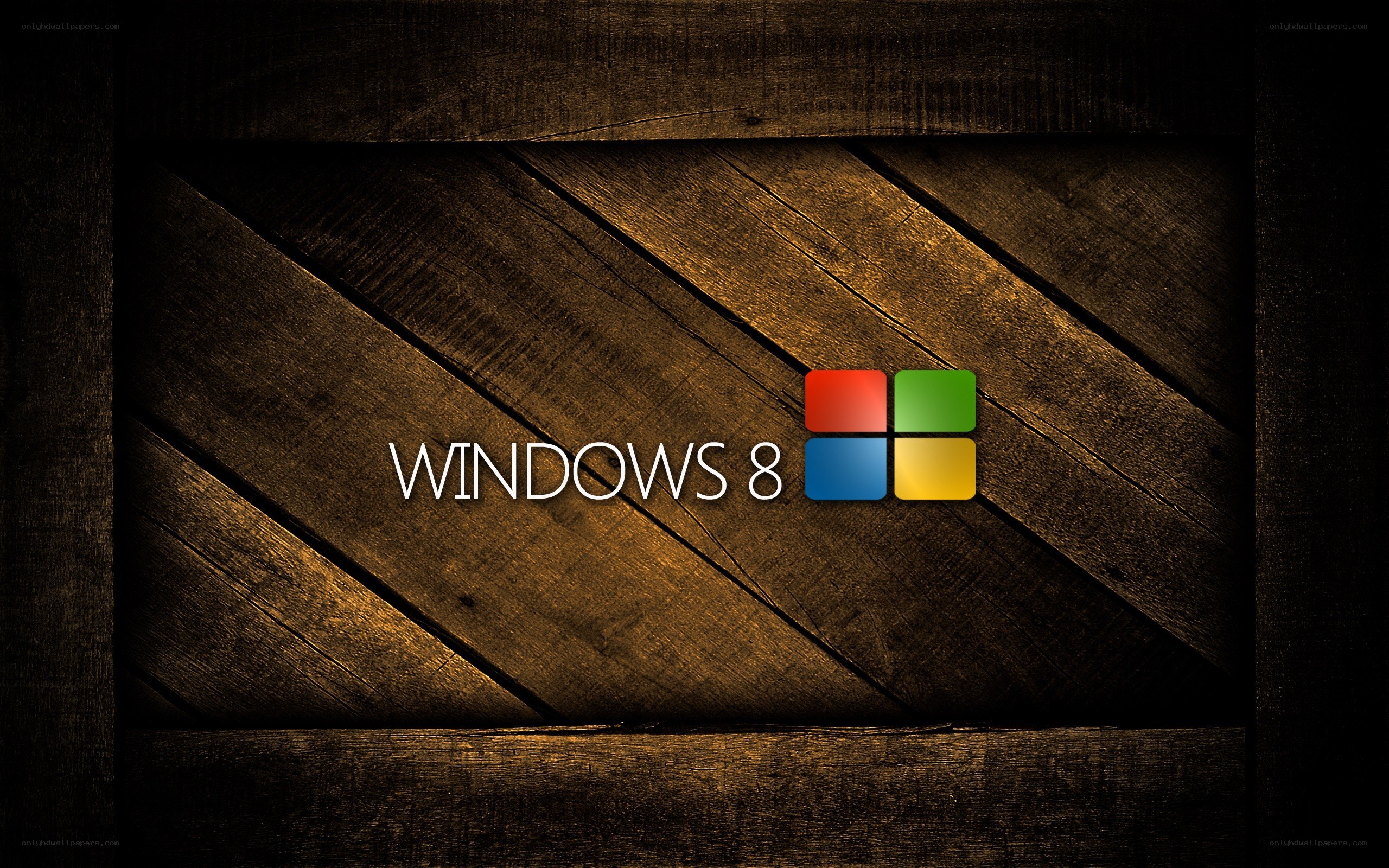 Windows 8 logo on wood