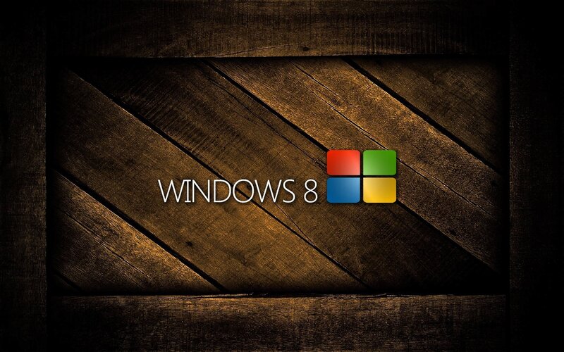 Windows 8 logo on wood