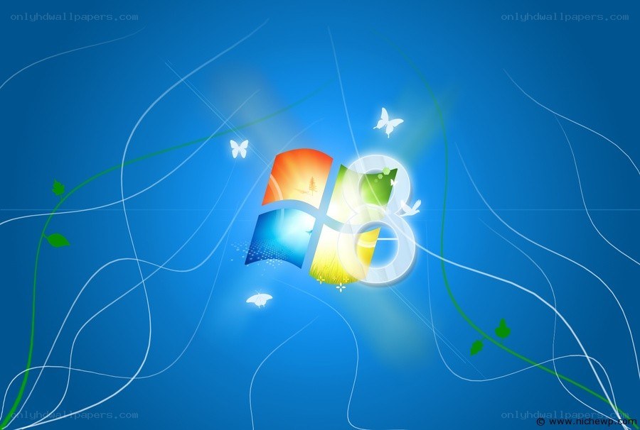 Windows 8 logo with butterflies