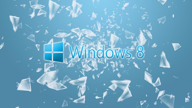 Windows 8 logo with shattered glass