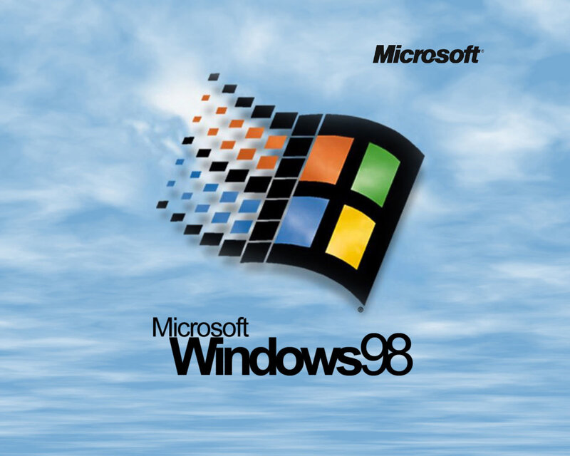 Windows 98 logo on sky