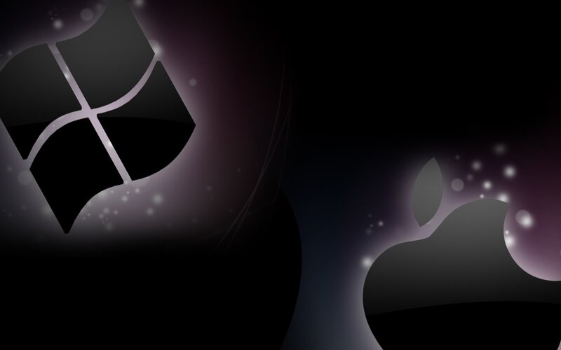 Windows and Apple logo wallpaper