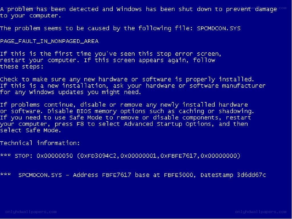 Windows blue screen error