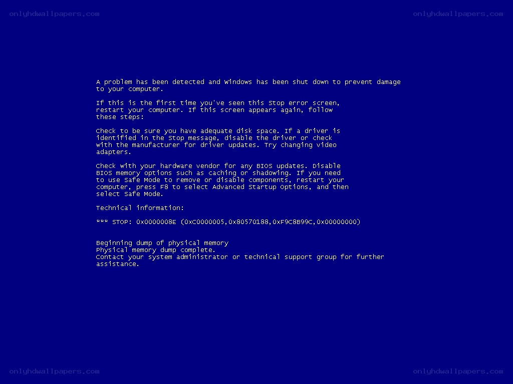 Windows blue screen error