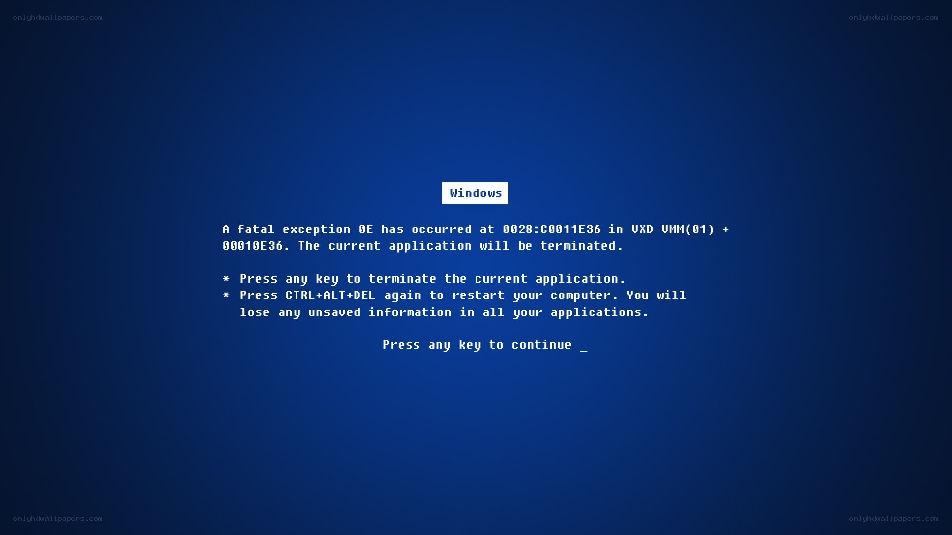Windows blue screen error