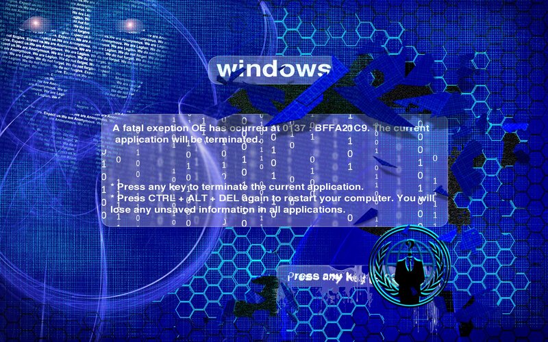 Windows crash with Anonymous hack