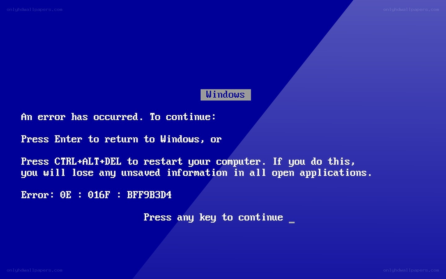 Windows error screen