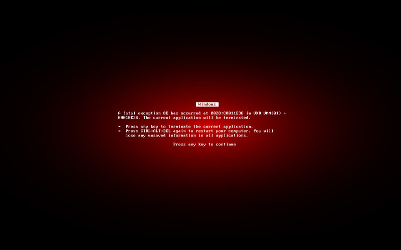 Windows Error Screen — Black