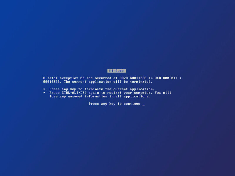 Windows Error Screen — Blue, Technical, Digital Art, Error Message, Blue Background, Text