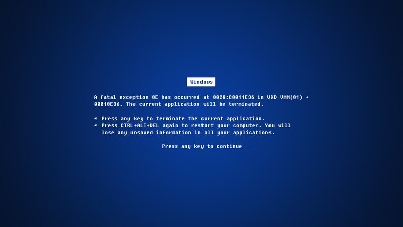 Windows Error Screen — Blue, Technical