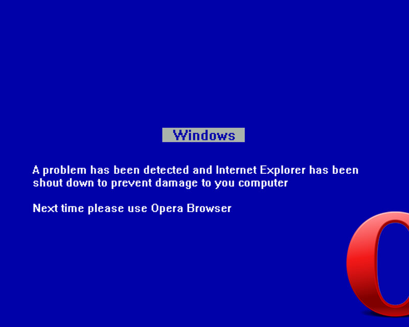 Windows error screen with Opera logo