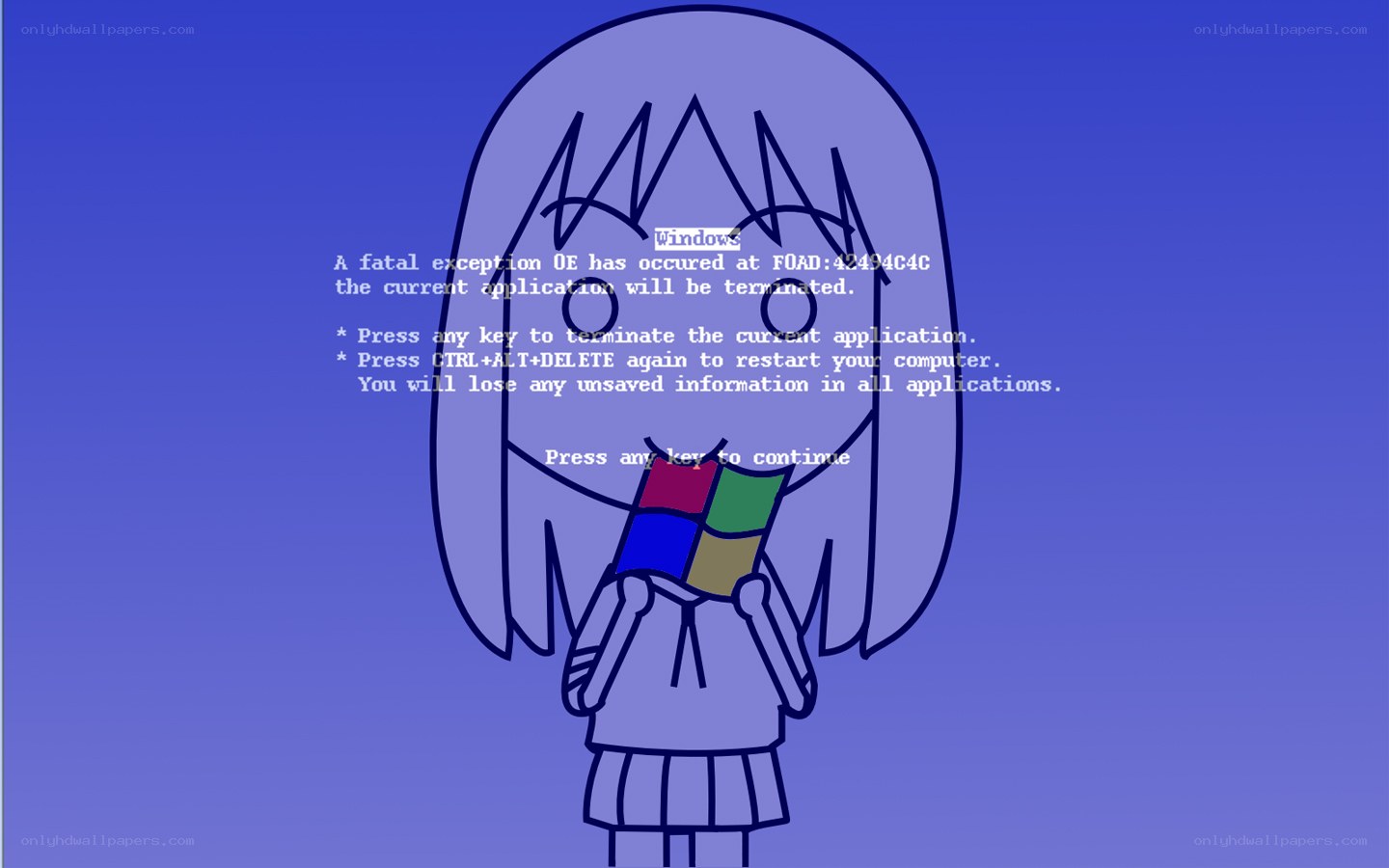 Windows error with anime girl
