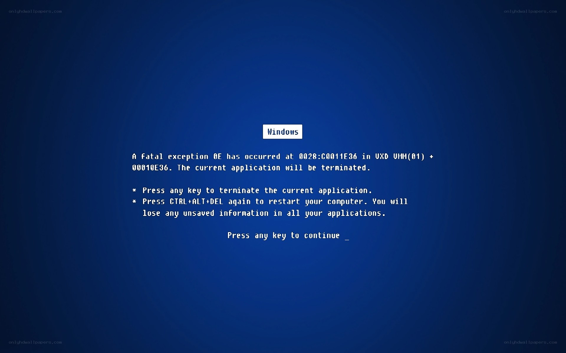 Windows fatal exception error