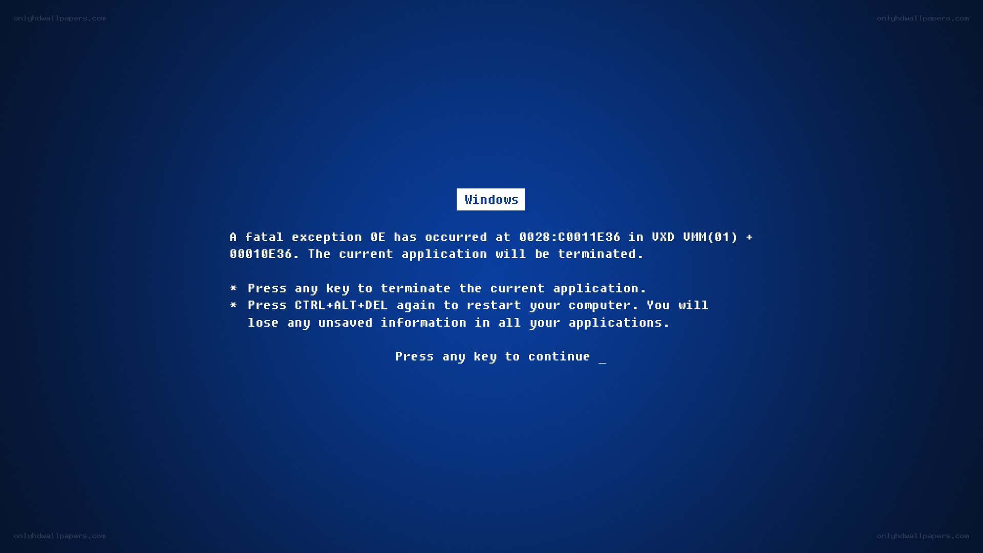 Windows fatal exception error