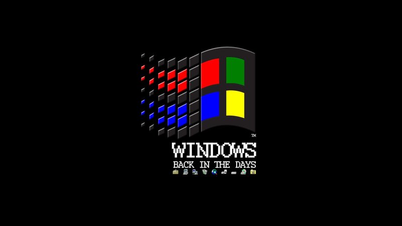 Windows Logo and Text — Black