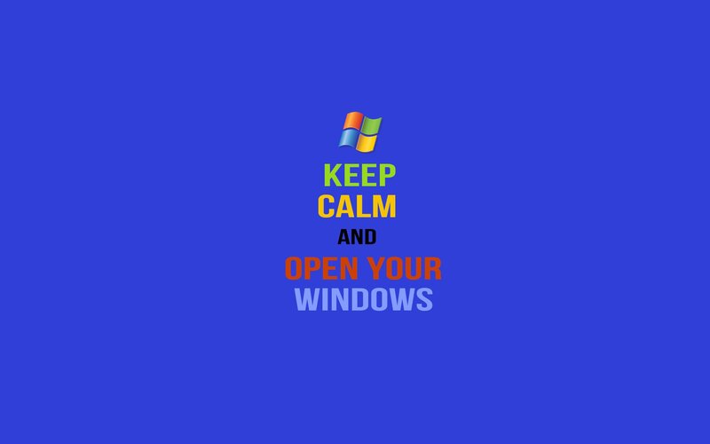 Windows Logo and Text — Blue, Calm