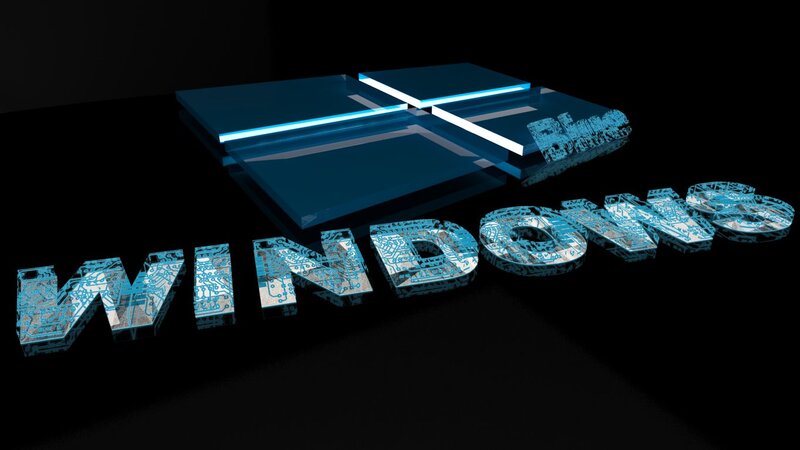 Windows Logo and Text — Blue