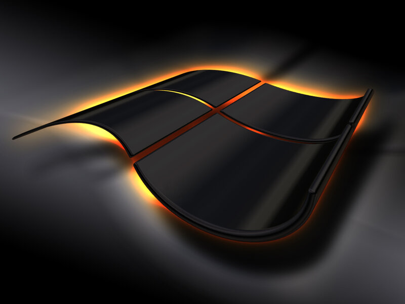 Windows Logo — Black, Dramatic, 3d Render, Glow