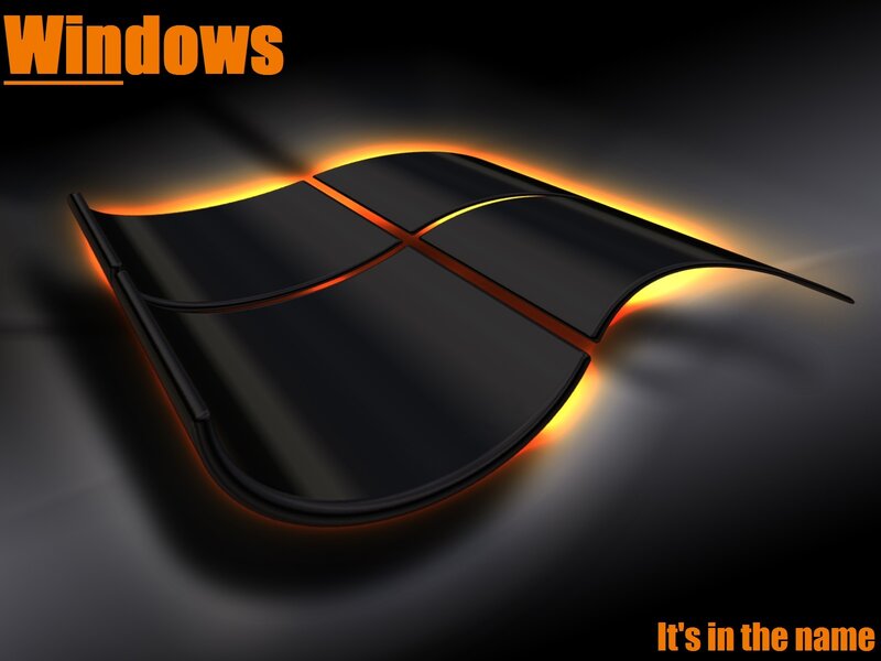 Windows Logo — Black, Dramatic, 3d Render, Text