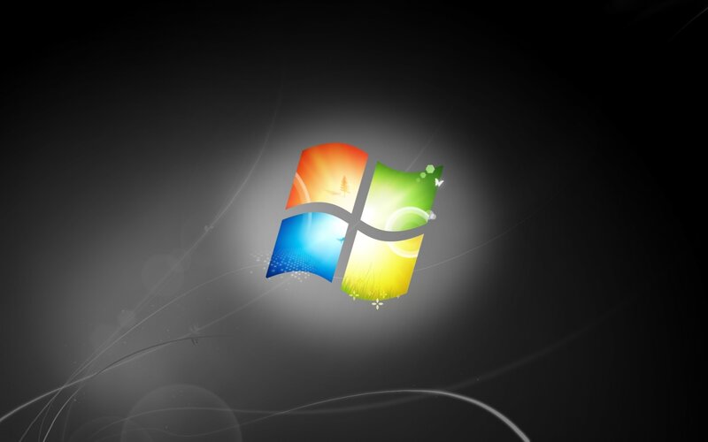 Windows Logo — Black, Dramatic, Digital Art, Light Rays