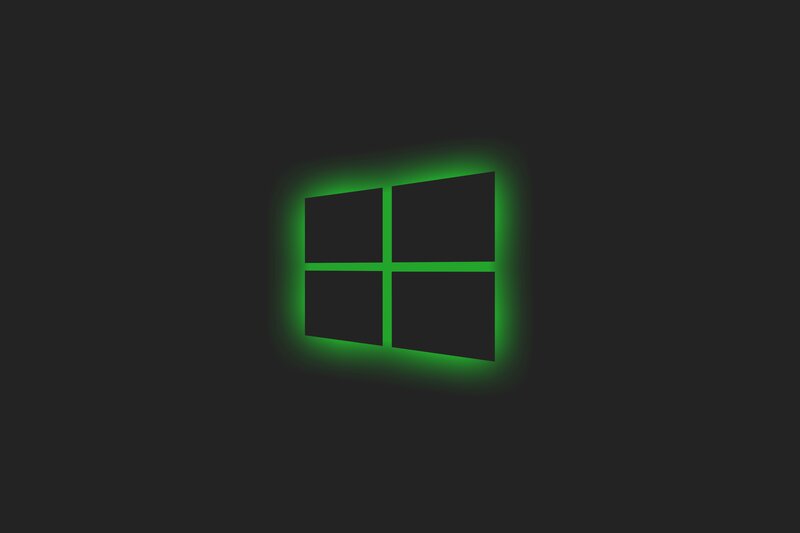 Windows Logo — Black, Minimalist, Digital Art, Glow