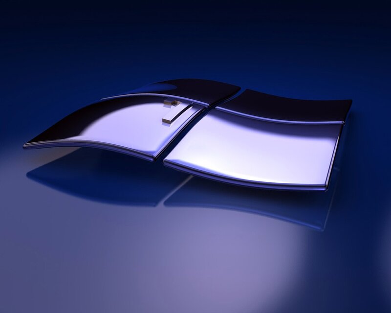Windows Logo — Blue, Dramatic, 3d Render, White