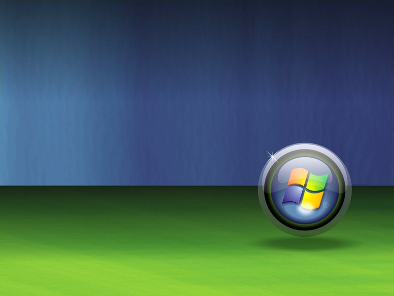 Windows Logo Icon — Blue, Minimalist, Digital Art, Green Floor