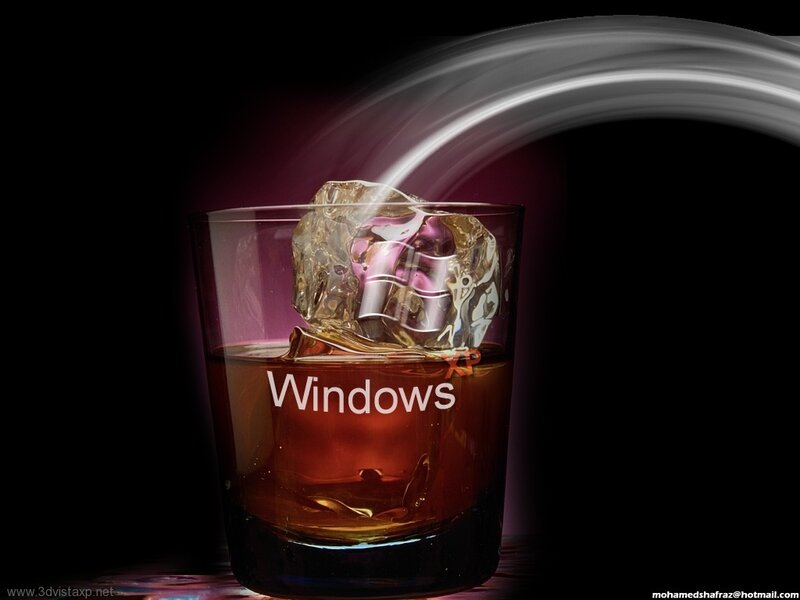 Windows logo in a whiskey glass