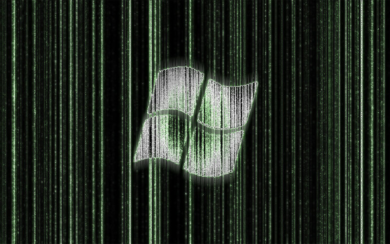 Windows logo in digital rain